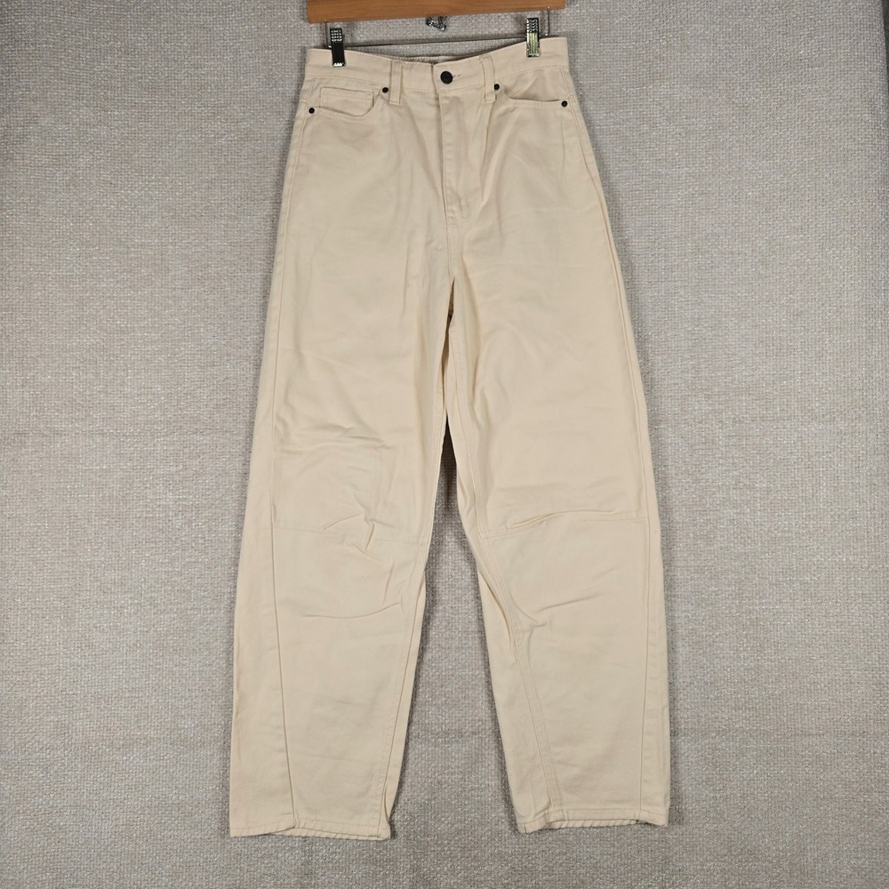 RSQ Womens Cream High Waisted Wide Leg Cotton Pants Size 27